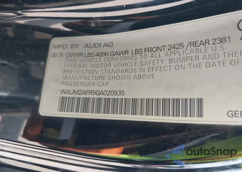 2016 Audi A5 2.0T Premium из США, поврежденный, VIN WAUM2AFR9GA020935